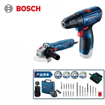 Шлифовально-полировальный станок Bosch GWS 800 + Дрель электрическая Bosch GSR 120-Li + насадки