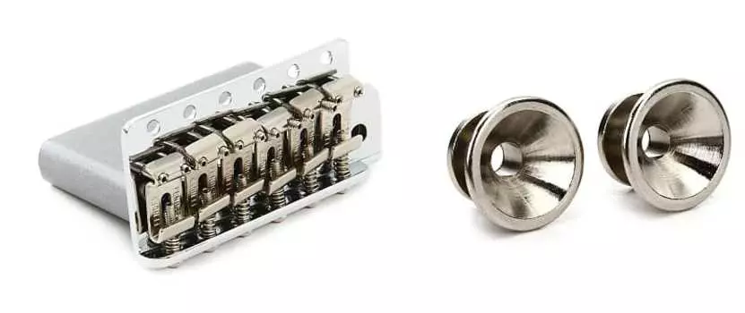 Мост Fender American Vintage Strat Tremolo в сборе — хромированный комплект с пуговицами для ремешка Fender American Standard Series 0063267049=1 0992049000=1