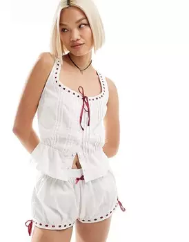 Мотель – Белый>Шорты-шаровары с поясом