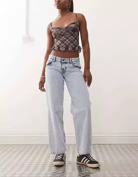 Motel - Джинсы прямого кроя светло-голубого цвета в стиле 80-х с заниженной талией