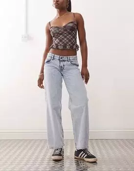 Motel - Джинсы прямого кроя светло-голубого цвета в стиле 80-х с заниженной талией