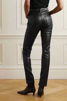 MOTHER Брюки прямого кроя из искусственной кожи Dazzler Skimp, черный