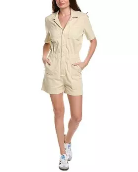 MOTHER The Patch Упругий комбинезон из льна, коричневый