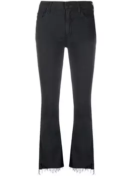 MOTHER укороченные джинсы The Insider с бахромой, черный