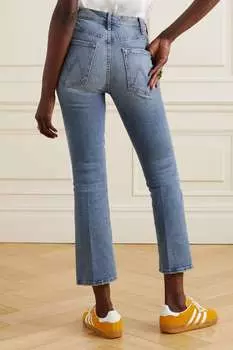 MOTHER Укороченные расклешенные джинсы Hustler с высокой посадкой, деним