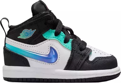 Мотоботинки Jordan Toddler AJ 1 Mid, черный/синий/зеленый