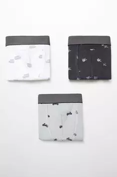Мотобоксеры с принтом, 3 пары Mango, серый