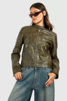 Мотоциклетная байкерская куртка boohoo, хаки