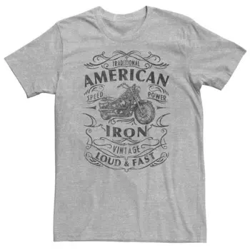 Мотоциклетная футболка Big & Tall Americana American Iron Loud & Fast Licensed Character, цвет Athletic Heather