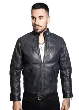 Мотоциклетная кожаная байкерская куртка тайвань Infinity Leather, синий