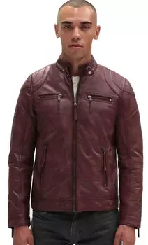 Мотоциклетная кожаная байкерская куртка тайвань Infinity Leather, бургундия