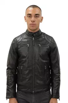 Мотоциклетная кожаная байкерская куртка тайвань Infinity Leather, черный