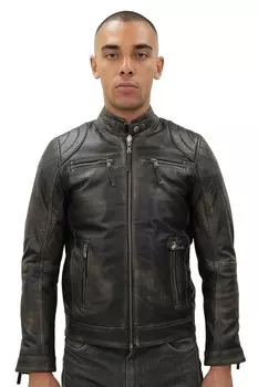 Мотоциклетная кожаная байкерская куртка тайвань Infinity Leather, черный