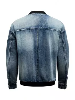 Мотоциклетная куртка LEGND, винтажные потертые джинсы, темного цвета, для мужчин больших размеров Manfinity, тёмно-синий