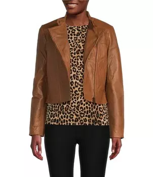 Мотоциклетная куртка MICHAEL Michael Kors из натуральной кожи ягненка, коричневый