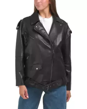 Мотоциклетная куртка оверсайз из искусственной кожи Hudson, черный