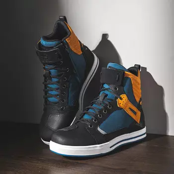 Мотоциклетная обувь Kuang-Chi, нескользящая, противоскользящая, дышащая мотоциклетная обувь, гоночная обувь, мотоциклетные ботинки для езды на дальние расстояния, сине-коричневые, размер 43