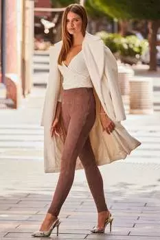 Мотоциклетные леггинсы премиум-класса из искусственной замши Sosandar, бежевый