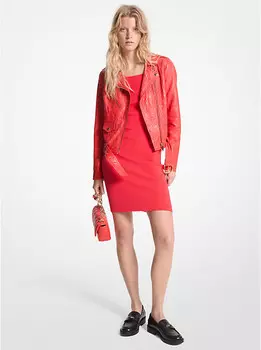 Мотокуртка из мятой кожи Michael Kors, красный
