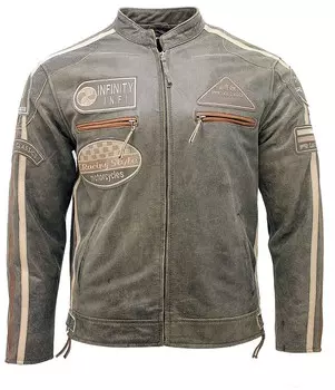 Мотокуртка кожаная Infinity Leather Racing Biker на молнии, коричневый