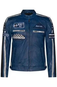 Мотокуртка кожаная Infinity Leather Racing Biker на молнии, синий