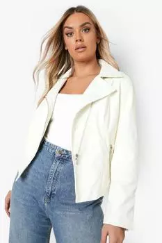 Мотокуртка plus pu Boohoo, экру