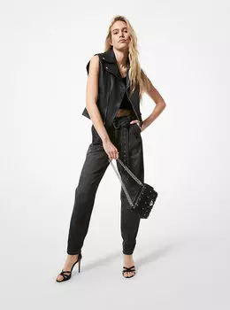 Мотожилет из шагреневой кожи Michael Kors, черный