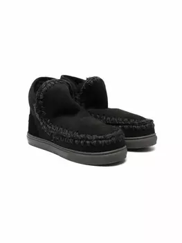 Mou Kids угги с плетеной отделкой, черный