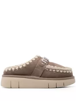 Mou мюли с декоративной строчкой, нейтральный цвет