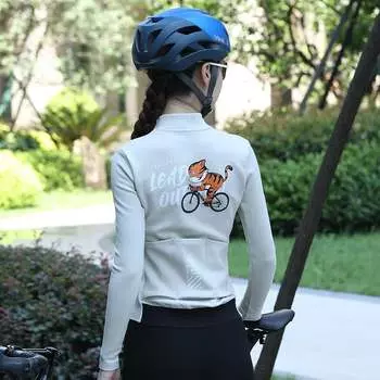 Mountainpeak осенне-зимний утолщенный бархатный теплый велосипедный трикотаж с длинными рукавами, женский кремовый велосипедный трикотаж размера S-4xl