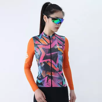 Велоджерси женское Mountainpeak с длинным рукавом и принтом L, мультиколор