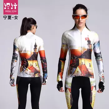 Mountainpeak весенне-летний велосипедный костюм Art Road с длинными рукавами, женский велосипедный костюм, женский размер L, цвет, доставляется случайным образом