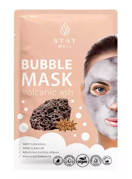 Моющаяся тканевая маска для лица deep cleansing bubble mask – volcanic Stay Well, вес 20 гр.