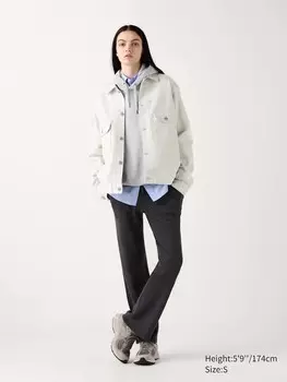 Моющиеся трикотажные брюки в рубчик длинные Uniqlo, серый