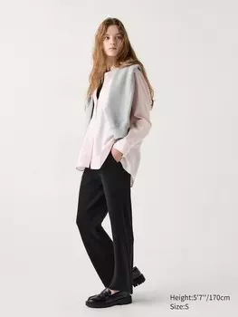 Моющиеся трикотажные брюки в рубчик Uniqlo, черный