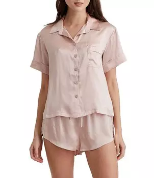 Моющийся шелковый пижамный комплект Papinelle Audrey, розовый