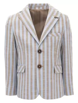 Moustache однобортный блейзер в полоску, синий