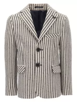 Moustache однобортный блейзер в полоску, синий