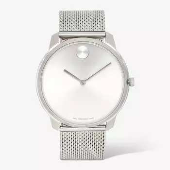 Movado BOLD мужские часы 3600260 с тонким сетчатым браслетом из нержавеющей стали 44 мм, серебряный