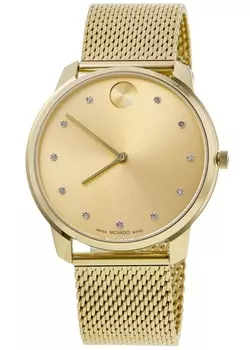 Movado Bold Thin Evolution кварцевые мужские часы с циферблатом цвета шампанского, позолоченные из нержавеющей стали 3600903, желтый