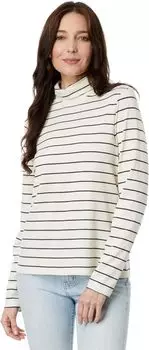 Мягкая эластичная водолазка Supima с длинными рукавами и полосками L.L.Bean, цвет Sailcloth/Classic Navy