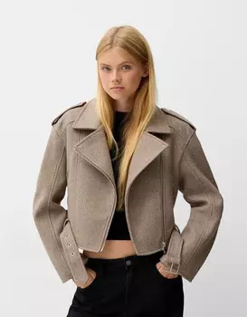 Мягкая байкерская куртка Bershka, желтый