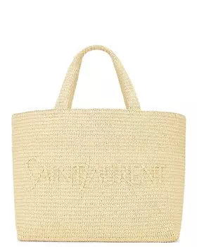Мягкая большая сумка из рафии Saint Laurent, цвет Naturel