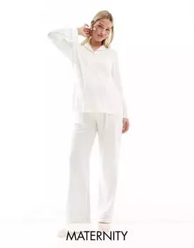 Мягкая длинная пижама для беременных Loungeable кремово-белого цвета