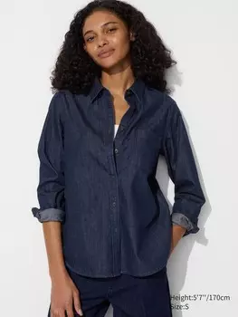 Мягкая джинсовая рубашка Uniqlo, синий