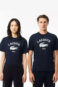 Мягкая фирменная футболка Lacoste, синий
