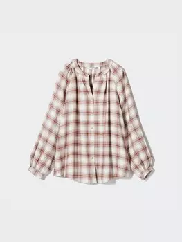 Мягкая фланелевая блузка в клетку Uniqlo, красный