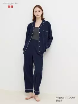 Мягкая фланелевая пижама Uniqlo, синий
