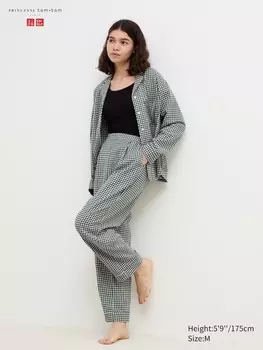 Мягкая фланелевая пижама в клетку Uniqlo, зеленый