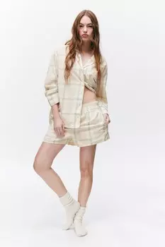 Мягкая фланелевая рубашка с длинными рукавами Monki, бежевый